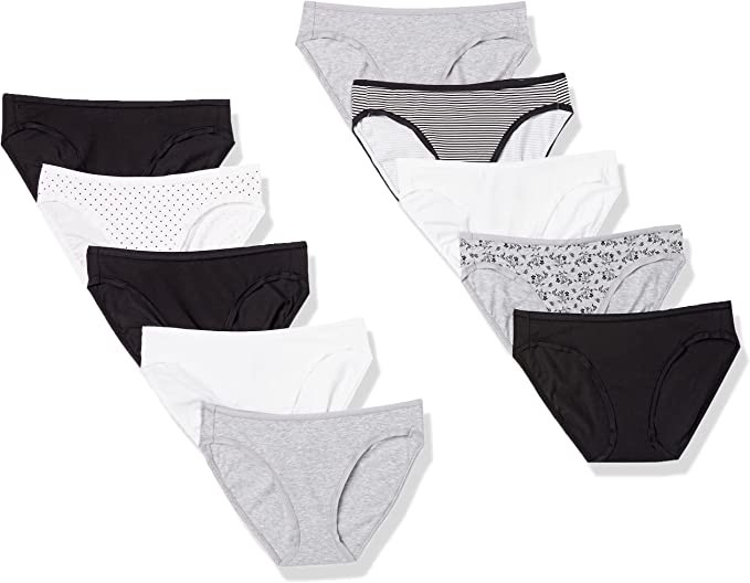 Essentials Women's Cotton Bikini Brief Underwear, Multipacks