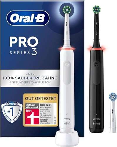 2 x Oral-B Pro 3 Electric Toothbrush, Double Pack & 3 Replacement Toothbrush Heads w.voucher