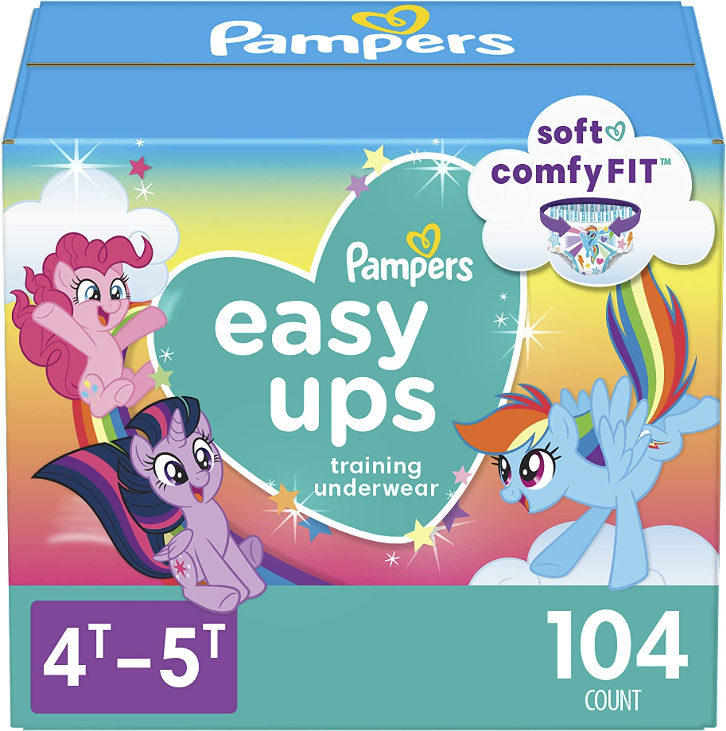 Pampers Easy Ups Training Pants Girls and Boys, 4T-5T (Size 6), 104 Count (packaging may Vary)